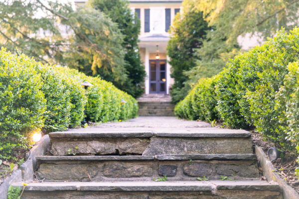 Steps leading to the front doors at HollyHedge